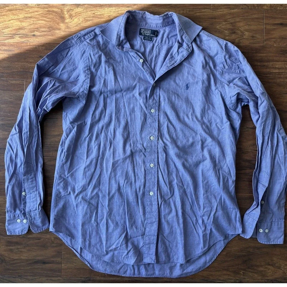 Polo Ralph Lauren Mens Philip Long Sleeve Button Up Shirt Size 16.5 36/37 Purple
